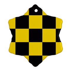 Checkerboard Pattern Black And Yellow Ancap Libertarian Ornament (snowflake) by snek