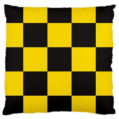 Checkerboard Pattern Black And Yellow Ancap Libertarian Large Cushion Case (two Sides) by snek