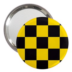 Checkerboard Pattern Black And Yellow Ancap Libertarian 3  Handbag Mirrors by snek