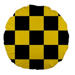 Checkerboard Pattern Black And Yellow Ancap Libertarian Large 18  Premium Round Cushions by snek