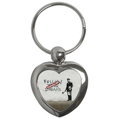 Banksy Graffiti Original Quote Follow Your Dreams Cancelled Cynical With Painter Key Chain (heart) by snek