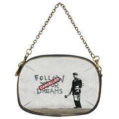 Banksy Graffiti Original Quote Follow Your Dreams Cancelled Cynical With Painter Chain Purse (one Side) by snek