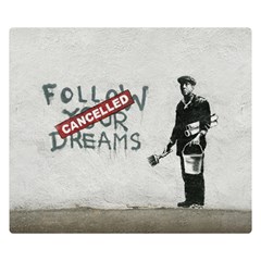 Banksy Graffiti Original Quote Follow Your Dreams Cancelled Cynical With Painter Double Sided Flano Blanket (small)  by snek