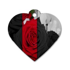 Roses Rouge Fleurs Dog Tag Heart (one Side)