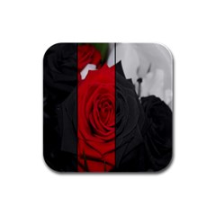 Roses Rouge Fleurs Rubber Square Coaster (4 Pack)  by kcreatif