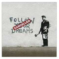 Banksy Graffiti Original Quote Follow Your Dreams Cancelled Cynical With Painter Large Satin Scarf (square) by snek