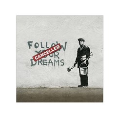 Banksy Graffiti Original Quote Follow Your Dreams Cancelled Cynical With Painter Small Satin Scarf (square) by snek