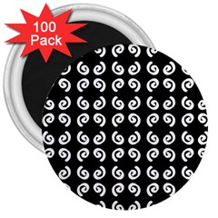 Pattern Formes Ronds Noir 3  Magnets (100 pack)