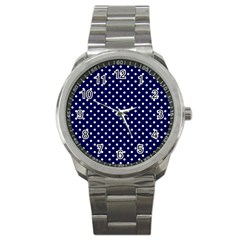 Pois Blanc/marine Sport Metal Watch by kcreatif