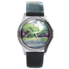 Photo Vue Sur Forêt  Round Metal Watch by kcreatif