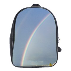 Double Rainbow On The Ocean In Puerto Rico School Bag (xl) by StarvingArtisan