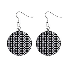 White Plaid Texture Mini Button Earrings