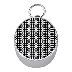 White Plaid Texture Mini Silver Compasses