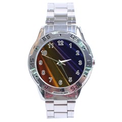 Rainbow Waves Mesh Colorful 3d Stainless Steel Analogue Watch by HermanTelo