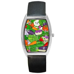 Vegetables Bell Pepper Broccoli Barrel Style Metal Watch by HermanTelo