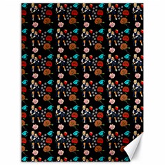 Retro Girls Dress In Black Pattern Black Canvas 18  X 24 