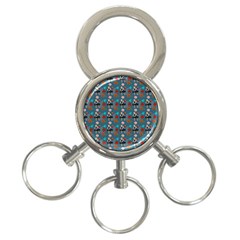 Retro Girls Dress In Black Pattern Blue Teal 3-ring Key Chain