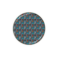 Retro Girls Dress In Black Pattern Blue Teal Hat Clip Ball Marker by snowwhitegirl