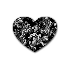 Fleurs De Cerisier Noir & Blanc Heart Coaster (4 Pack)  by kcreatif