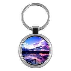 Photo Coucher Du Soleil Effet Galaxy Key Chain (round) by kcreatif