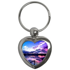 Photo Coucher Du Soleil Effet Galaxy Key Chain (heart) by kcreatif