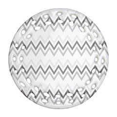 Chevrons Gris/blanc Round Filigree Ornament (two Sides)
