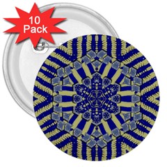 Wood Flower And Matches Mandala Vintage 3  Buttons (10 Pack)  by pepitasart