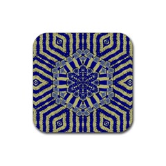 Wood Flower And Matches Mandala Vintage Rubber Coaster (square)  by pepitasart