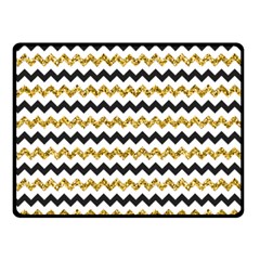 Black And Gold Glitters Zigzag Retro Pattern Golden Metallic Texture Fleece Blanket (small) by genx