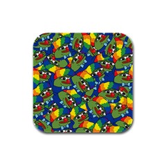 Clown World Pepe The Frog Honkhonk Meme Kekistan Funny Pattern Blue  Rubber Square Coaster (4 Pack)  by snek