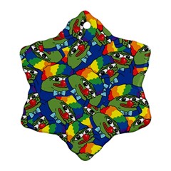 Clown World Pepe The Frog Honkhonk Meme Kekistan Funny Pattern Blue  Ornament (snowflake) by snek