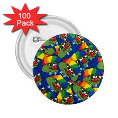 Clown World Pepe The Frog Honkhonk Meme Kekistan Funny Pattern Blue  2 25  Buttons (100 Pack)  by snek