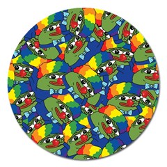 Clown World Pepe The Frog Honkhonk Meme Kekistan Funny Pattern Blue  Magnet 5  (round) by snek