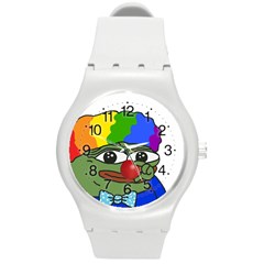 Clown World Pepe The Frog Honkhonk Meme Kekistan Funny Round Plastic Sport Watch (m) by snek