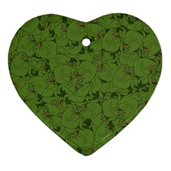 Groyper Pepe The Frog Original Meme Funny Kekistan Green Pattern Ornament (heart) by snek