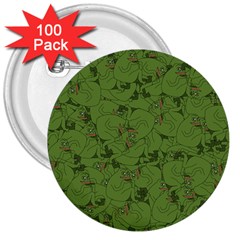 Groyper Pepe The Frog Original Meme Funny Kekistan Green Pattern 3  Buttons (100 Pack)  by snek