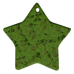 Groyper Pepe The Frog Original Meme Funny Kekistan Green Pattern Star Ornament (two Sides) by snek