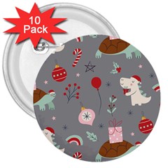 Funny Christmas Pattern 3  Buttons (10 Pack)  by Vaneshart