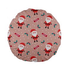 Cute Christmas Santa Seamless Pattern Standard 15  Premium Flano Round Cushions by Vaneshart