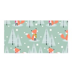 Cute Fox Christmas Winter Seamless Pattern Satin Wrap by Vaneshart