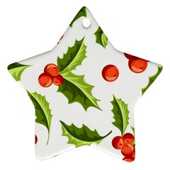 Christmas Holly Berry Seamless Pattern Ornament (star)