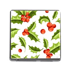 Christmas Holly Berry Seamless Pattern Memory Card Reader (square 5 Slot) by Vaneshart