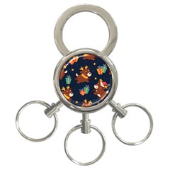 Colorful Funny Christmas Pattern 3-Ring Key Chain