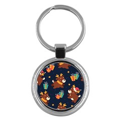 Colorful Funny Christmas Pattern Key Chain (Round)