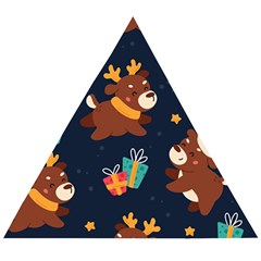 Colorful Funny Christmas Pattern Wooden Puzzle Triangle