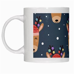 Cute Deer Heads Seamless Pattern Christmas White Mugs by Vaneshart