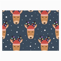 Cute Deer Heads Seamless Pattern Christmas Large Glasses Cloth (2 Sides) by Vaneshart