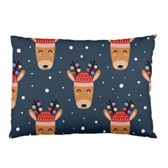 Cute Deer Heads Seamless Pattern Christmas Pillow Case by Vaneshart