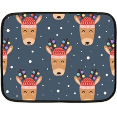 Cute Deer Heads Seamless Pattern Christmas Double Sided Fleece Blanket (mini) 