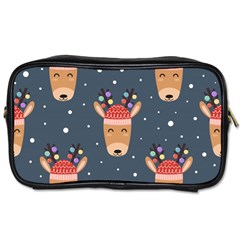 Cute Deer Heads Seamless Pattern Christmas Toiletries Bag (two Sides) by Vaneshart